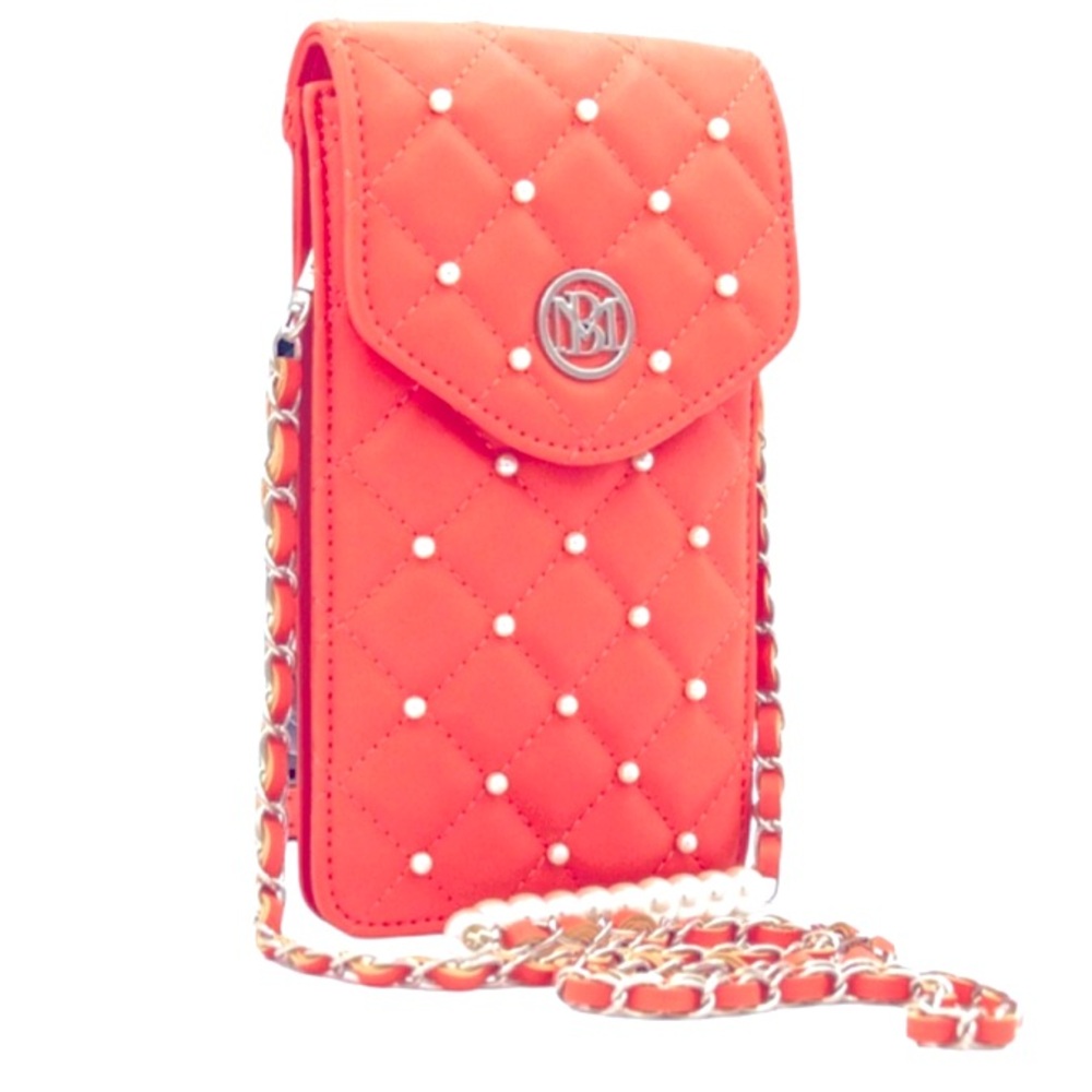 Badgley Mischka Coral Pearls Strap Phone Case Wallet Purse - Great for Cellphone - Picture 6 of 10